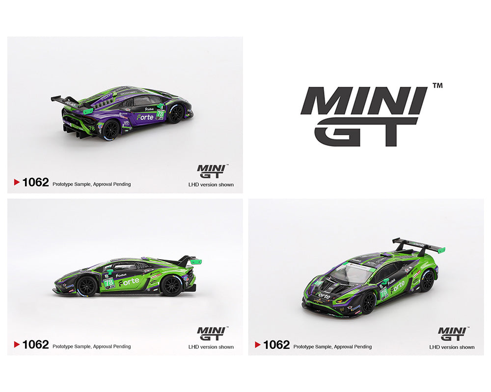 (Preorder) Mini GT 1:64 Lamborghini Huracán GT3 EVO2 #78 Forte Racing 2024 IMSA Daytona 24 Hrs