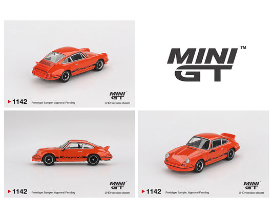 (Preorder) Mini GT 1:64 Porsche 911 Carrera RS 2.7 – Tangerine with Black Livery